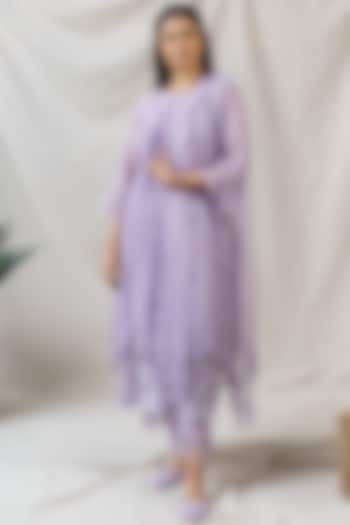 Lilac Embroidered Kurta Set by Naaz by noor