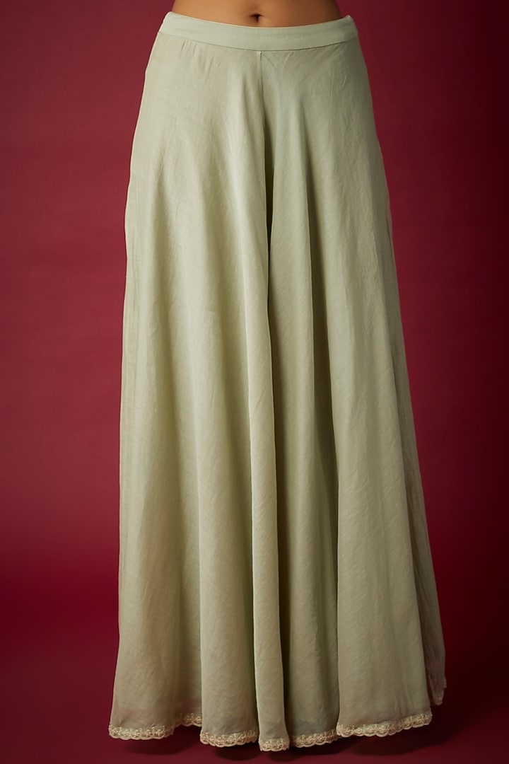 Mint Green Silk Chanderi Wedding Sharara Set by Nabo at Pernia's Pop Up Shop