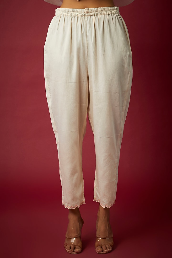 Ivory Silk Organza Dori & Resham Embroidered Kaftan Set by Nabo at Pernia's Pop Up Shop