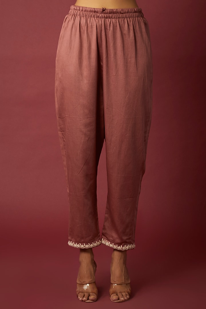 Rose Pink Silk Dupion Dori Embroidered Kurta Set by Nabo at Pernia's Pop Up Shop