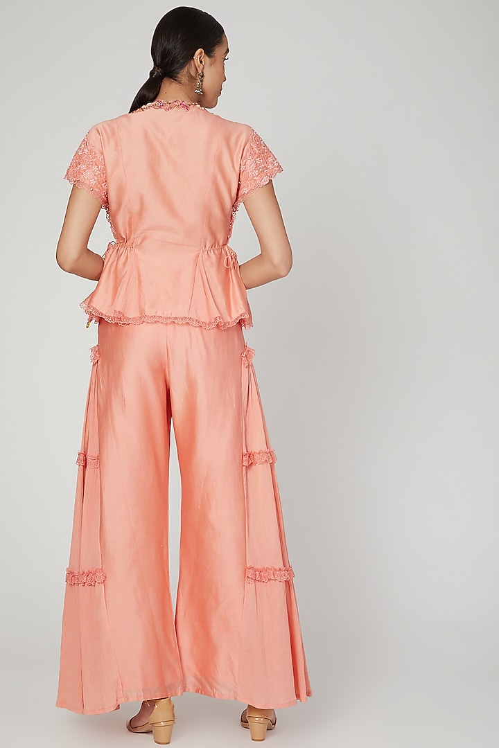 Coral Embroidered Pant Set by Naffs at Pernia's Pop Up Shop