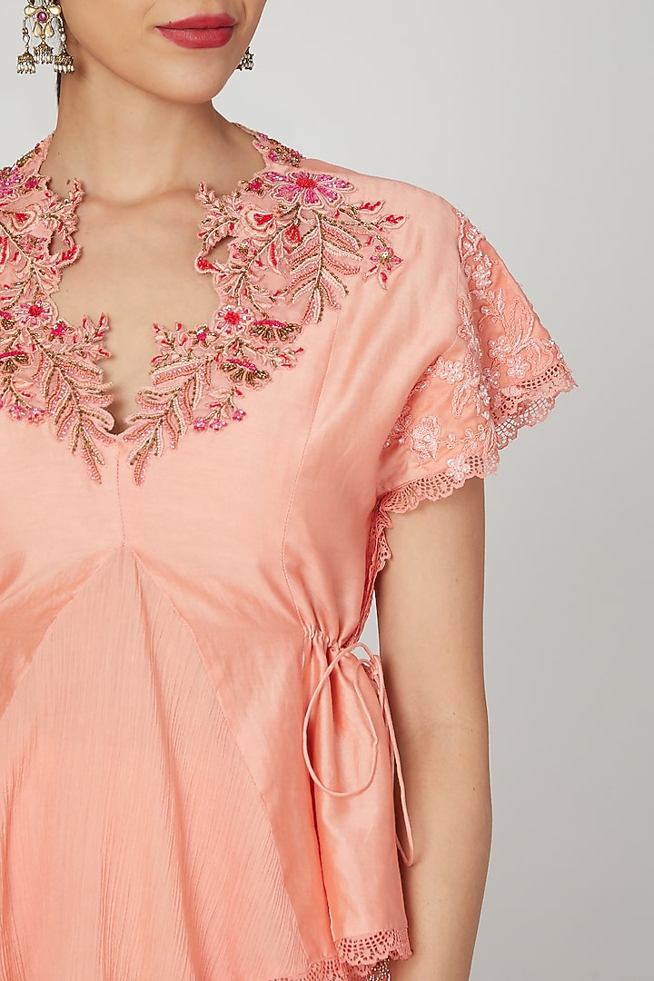 Coral Embroidered Pant Set by Naffs at Pernia's Pop Up Shop