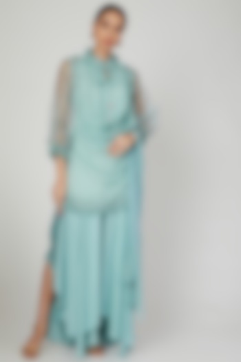 Ether Blue Embroidered Kurta Set by Naffs at Pernia's Pop Up Shop