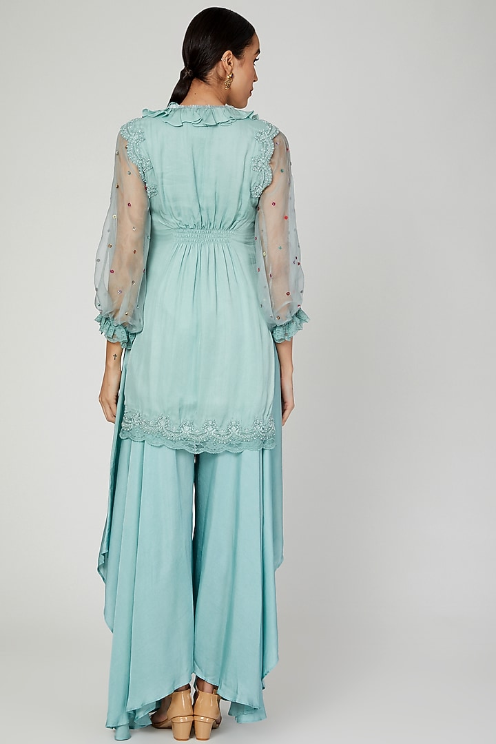 Ether Blue Embroidered Kurta Set by Naffs at Pernia's Pop Up Shop