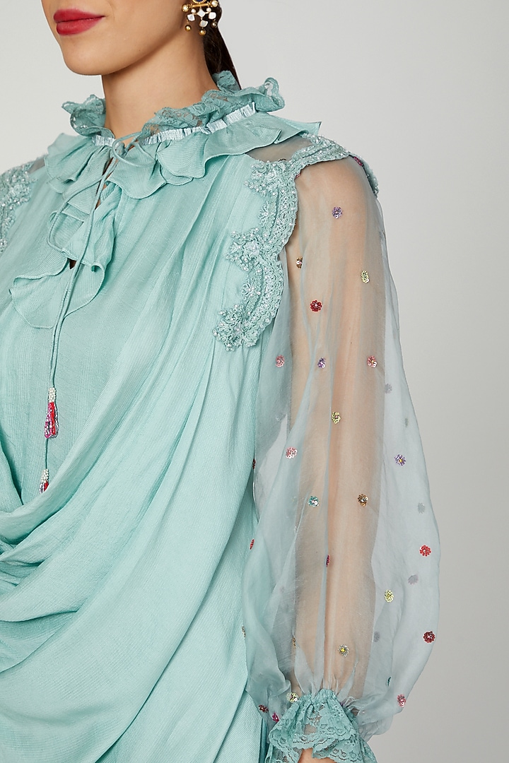 Ether Blue Embroidered Kurta Set by Naffs at Pernia's Pop Up Shop