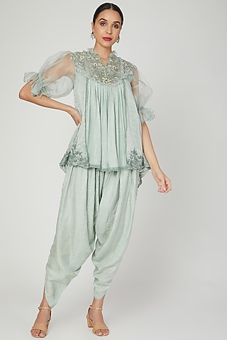 Misty Jade Embroidered Kurta Set by Naffs