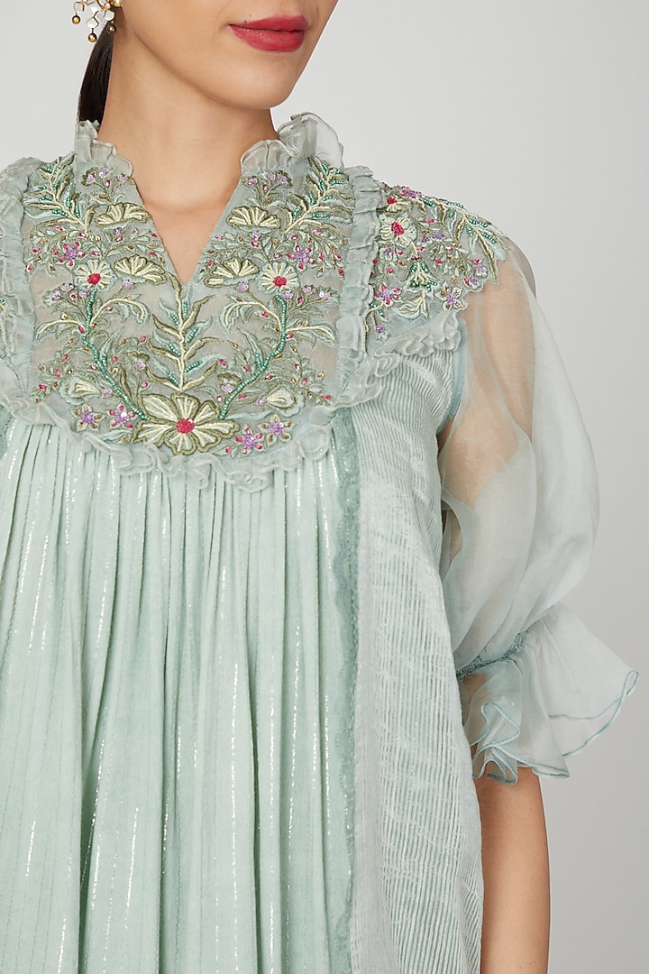 Misty Jade Embroidered Kurta Set by Naffs at Pernia's Pop Up Shop