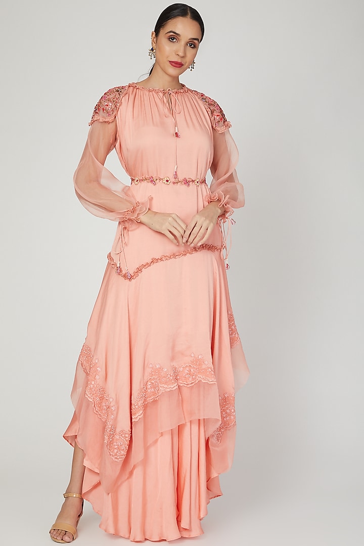 Coral Embroidered Kurta Set by Naffs
