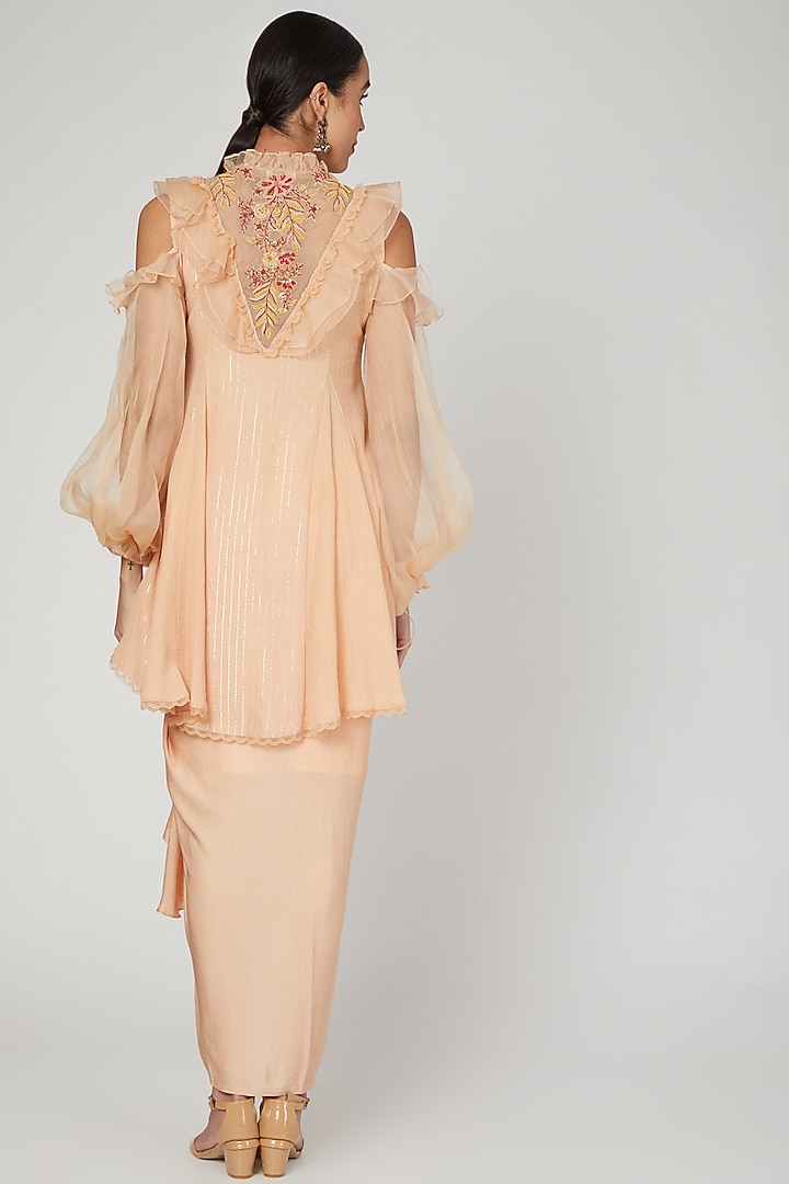 Apricot Embroidered Skirt Set by Naffs at Pernia's Pop Up Shop