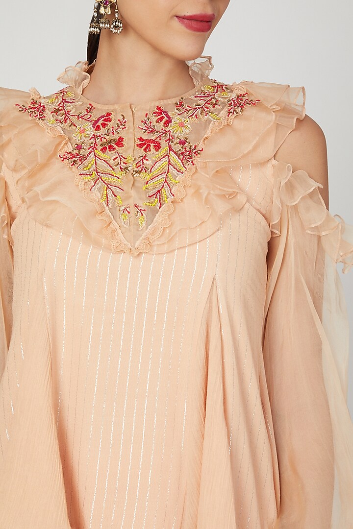 Apricot Embroidered Skirt Set by Naffs at Pernia's Pop Up Shop