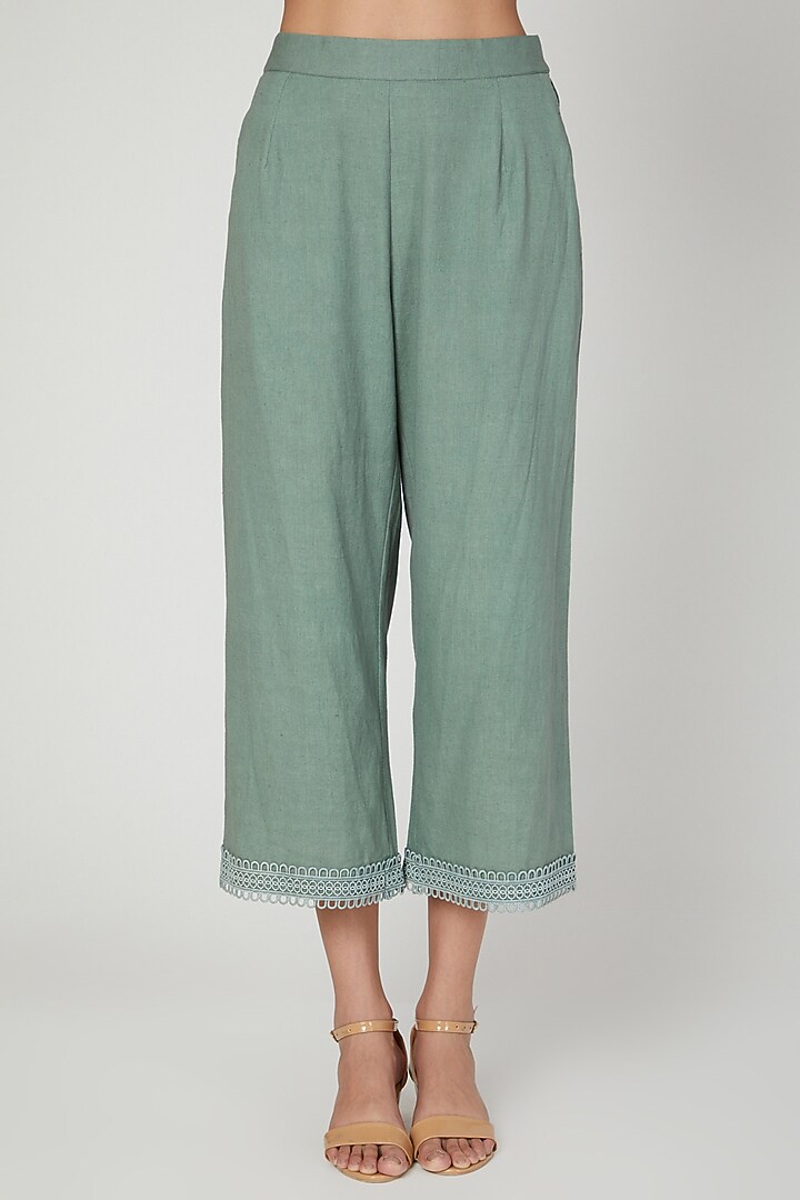 Eucalyptus Green Embroidered Kurta Set by Naffs at Pernia's Pop Up Shop