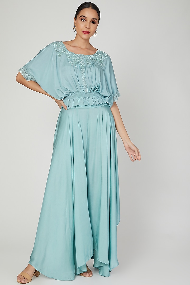 Ether Blue Kaftan With Pants by Naffs