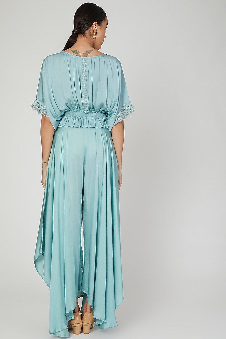 Ether Blue Kaftan With Pants by Naffs at Pernia's Pop Up Shop
