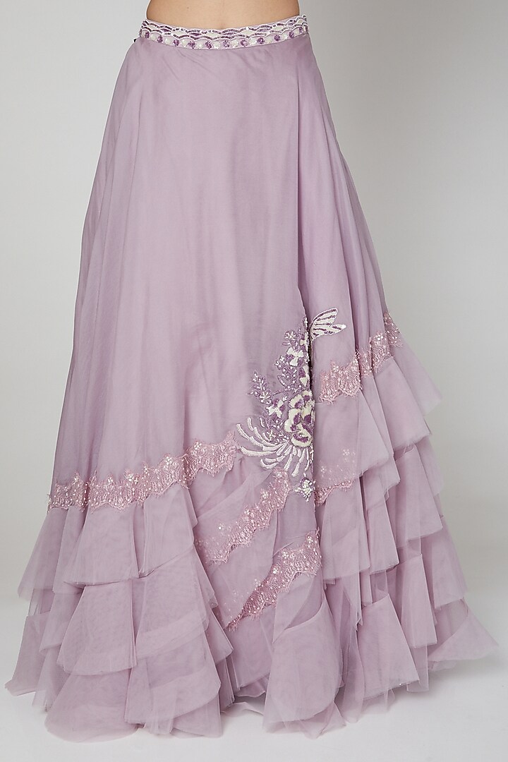 Mauve Embroidered Wedding Lehenga Set by Naffs at Pernia's Pop Up Shop