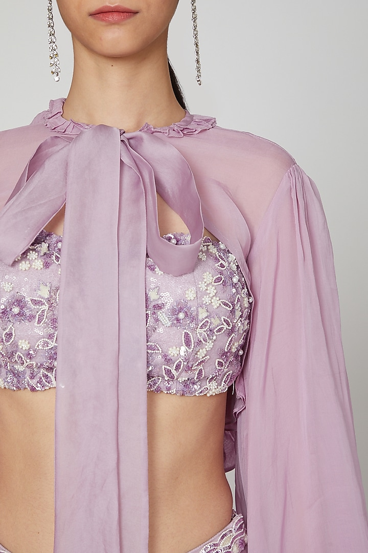 Mauve Embroidered Wedding Lehenga Set by Naffs at Pernia's Pop Up Shop