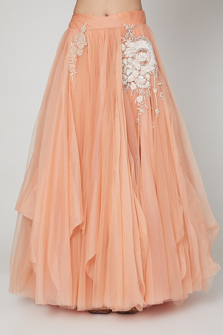 Peach Embroidered Wedding Lehenga With Blouse by Naffs at Pernia's Pop Up Shop