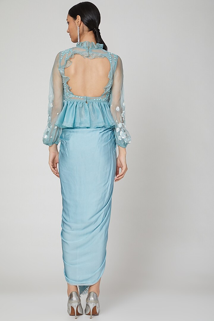 Sky Blue Embroidered Skirt Set by Naffs at Pernia's Pop Up Shop