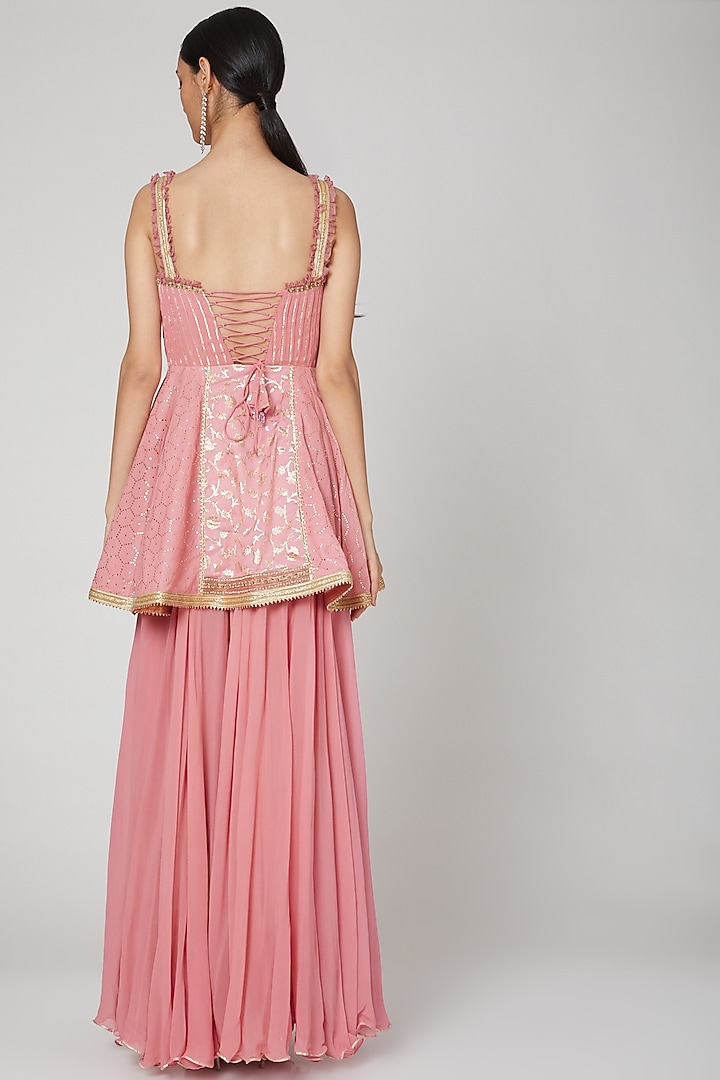 Fuchsia Wedding Sharara Set With Gota Detailing by Naffs at Pernia's Pop Up Shop