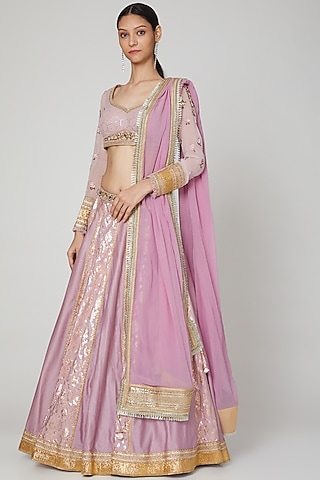 Mauve Gota Detailing Lehenga Set by Naffs