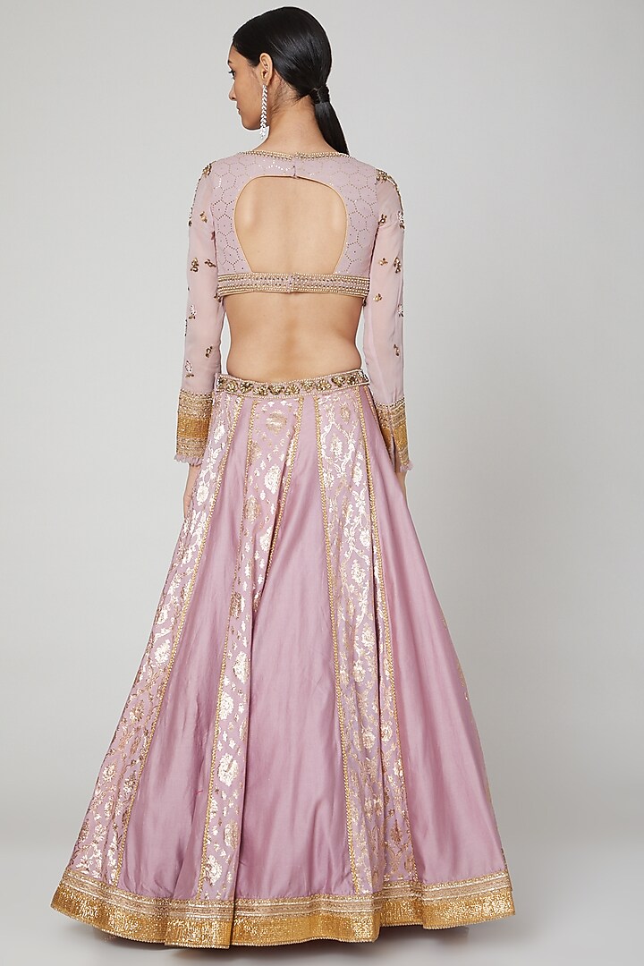 Mauve Gota Detailing Wedding Lehenga Set by Naffs at Pernia's Pop Up Shop