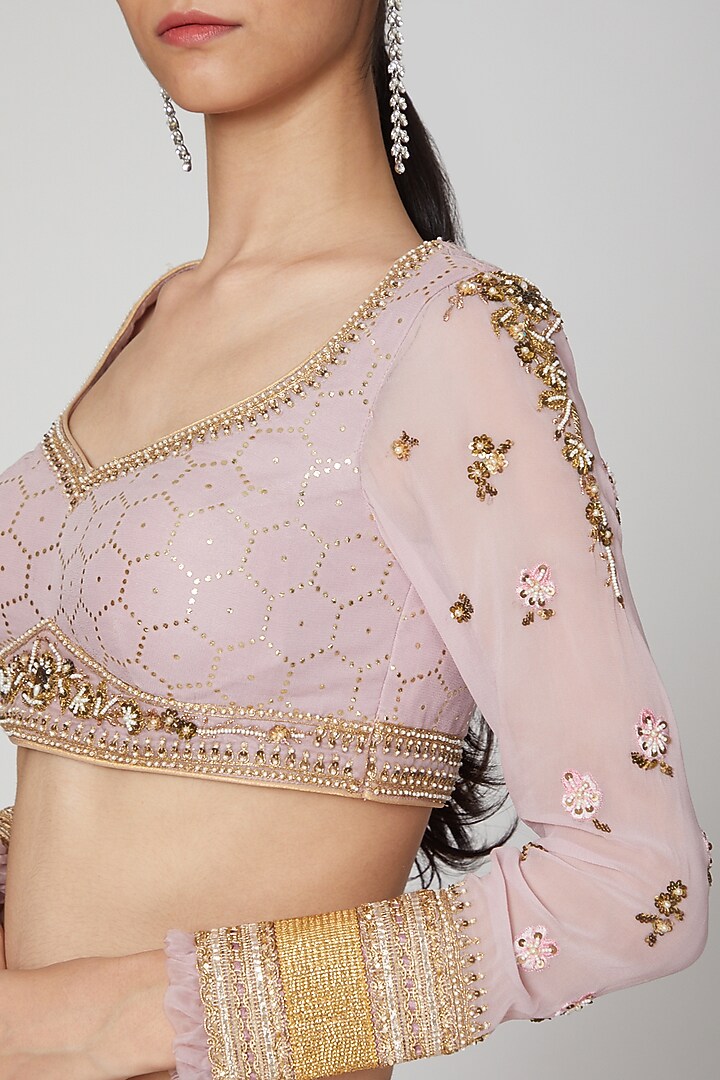 Mauve Gota Detailing Wedding Lehenga Set by Naffs at Pernia's Pop Up Shop