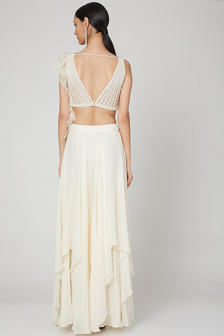 White Embroidered Wedding Sharara Set by Naffs at Pernia's Pop Up Shop