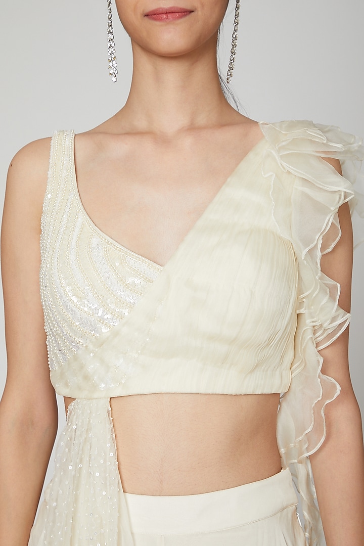 White Embroidered Wedding Sharara Set by Naffs at Pernia's Pop Up Shop