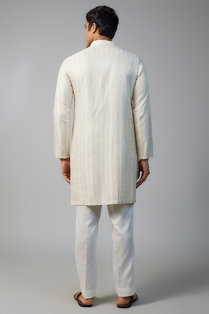 Ivory Chanderi Zari Embroidered Kurta Set by NAFS at Pernia's Pop Up Shop