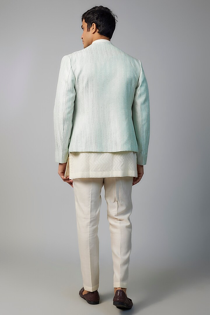 Mint Chandri Zari Embroidered Indo-Western Set by NAFS at Pernia's Pop Up Shop