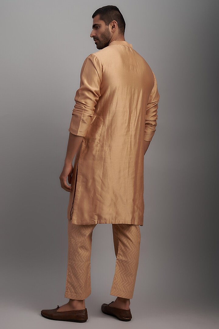 Tan Brown Chanderi Kurta Set by NAFS at Pernia's Pop Up Shop