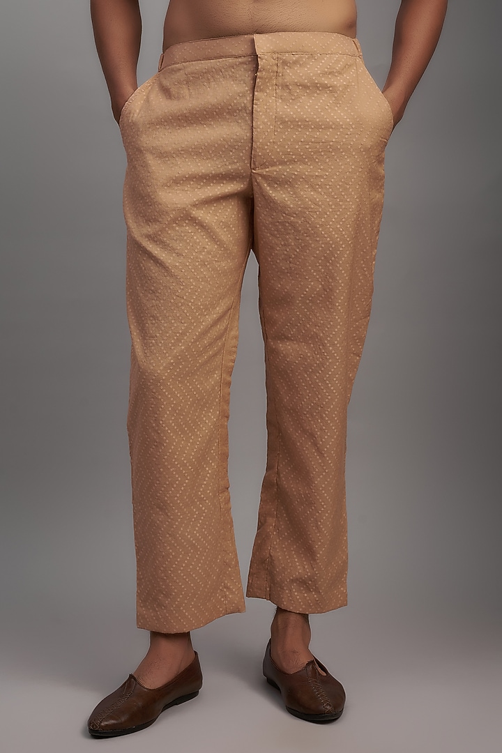 Tan Brown Chanderi Kurta Set by NAFS at Pernia's Pop Up Shop