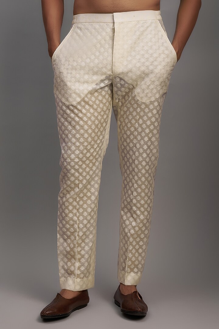 Ivory Cotton Hand Embroidered Wedding Indowestern Jacket Set by NAFS at Pernia's Pop Up Shop