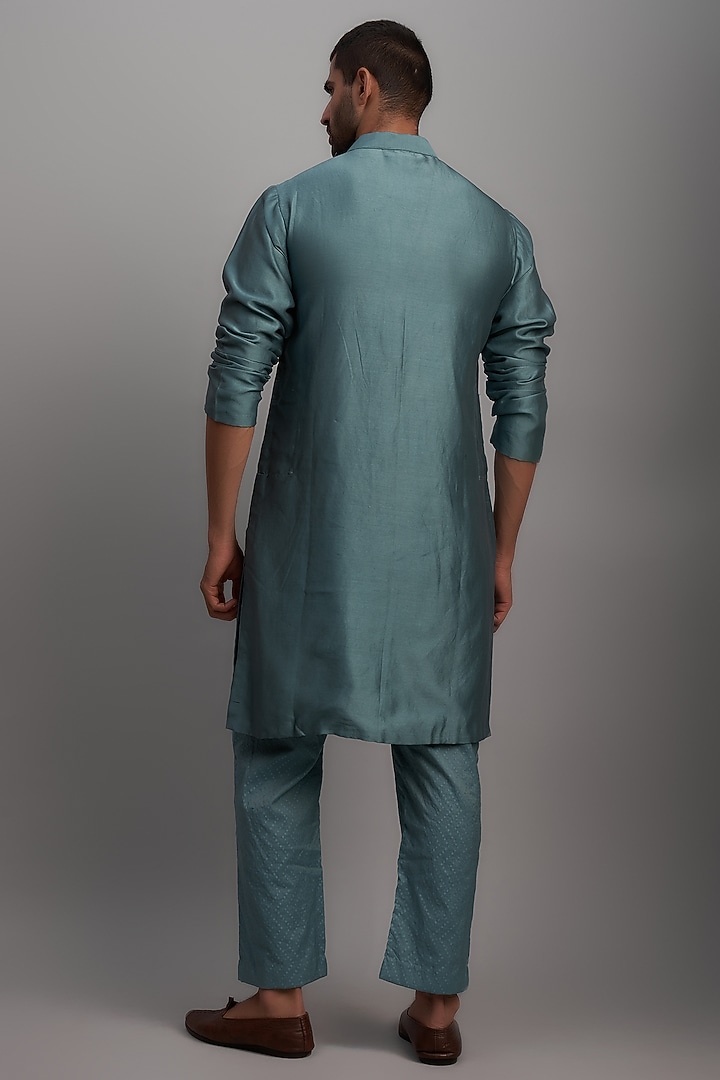 Bluish Grey Chanderi Kurta Set by NAFS at Pernia's Pop Up Shop