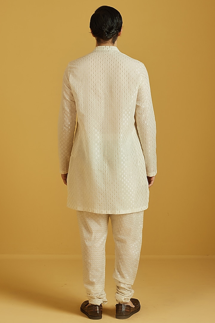 Ivory Chanderi Banarasi Brocade Kurta Set by NAFS at Pernia's Pop Up Shop