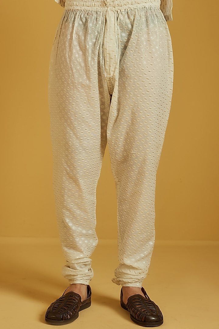 Ivory Chanderi Banarasi Brocade Kurta Set by NAFS at Pernia's Pop Up Shop