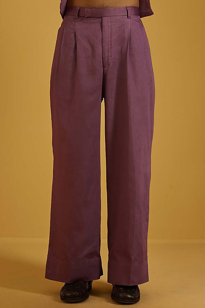 Plum Chanderi Embroidered Kurta Set by NAFS at Pernia's Pop Up Shop