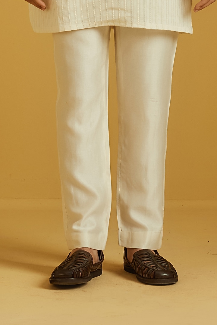 Cream Cotton Embroidered Kurta Set by NAFS at Pernia's Pop Up Shop