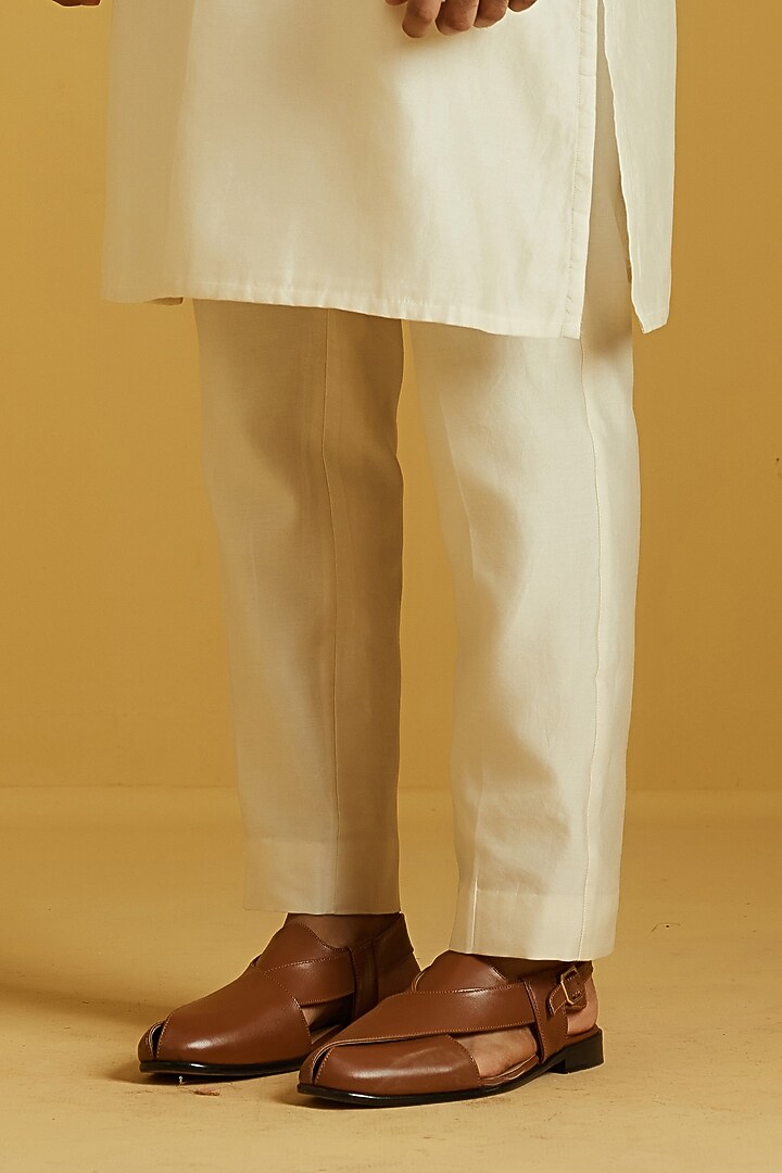 White Chanderi Embroidered Kurta Set by NAFS at Pernia's Pop Up Shop