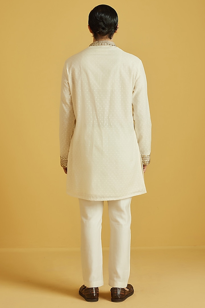 Ivory Chanderi Embroidered Kurta Set by NAFS at Pernia's Pop Up Shop