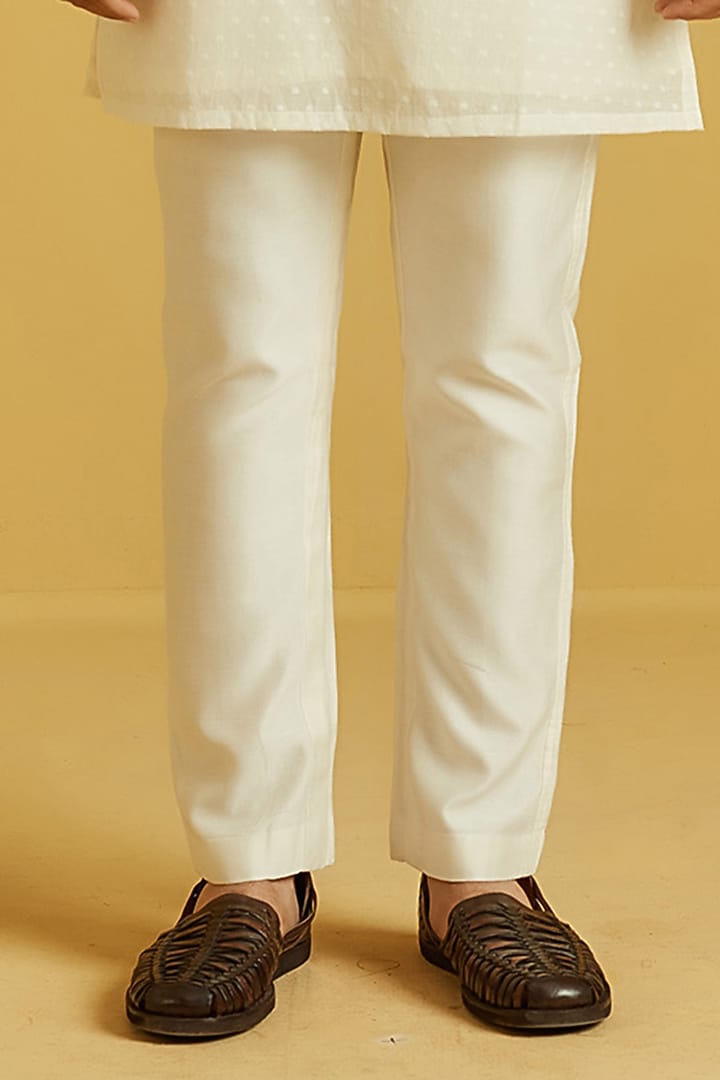 Ivory Chanderi Embroidered Kurta Set by NAFS at Pernia's Pop Up Shop