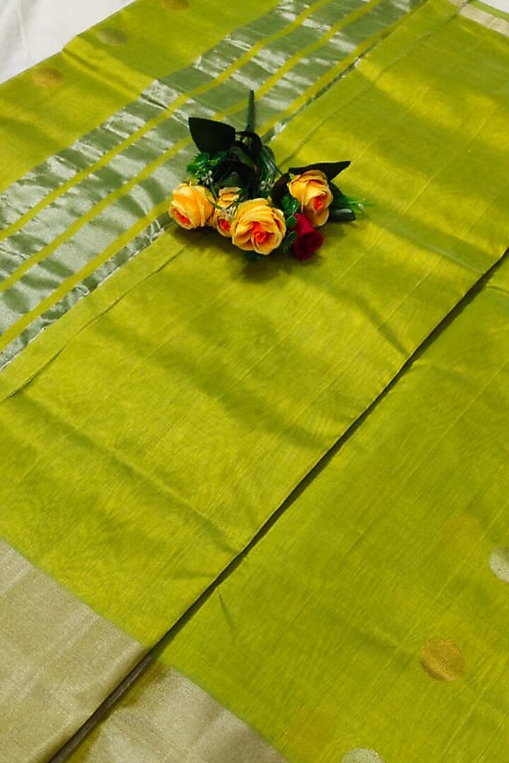 Green Handwoven Festive Saree Set With Zari by Nagraj at Pernia's Pop Up Shop
