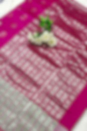 Pink Handwoven Saree Set With Zari by Nagraj