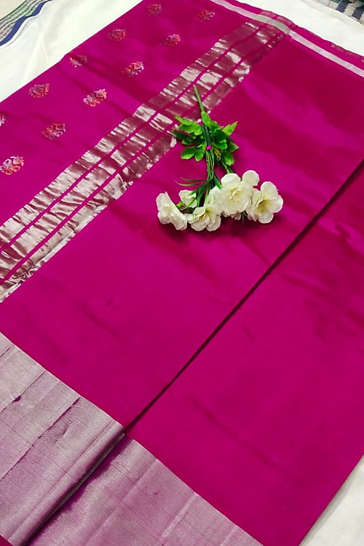Pink Handwoven Festive Saree Set With Zari by Nagraj at Pernia's Pop Up Shop