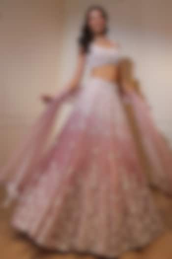 Lilac Organza Sequins Embroidered Bridal Lehenga Set by Naibah at Pernia's Pop Up Shop