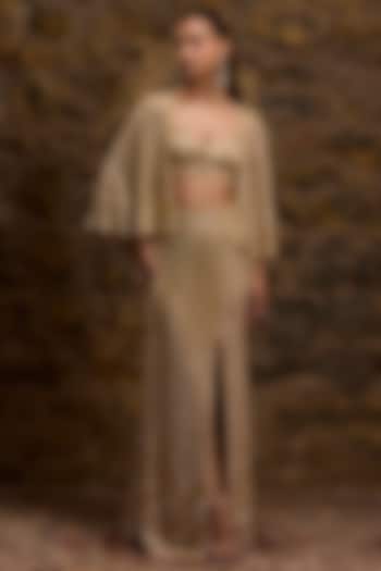 Gold Net Hand Embroidered Skirt Set by Naibah at Pernia's Pop Up Shop