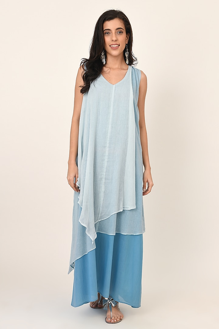 Sky Blue Layered Maxi Summer Dress by Naina Arunima at Pernia's Pop Up Shop