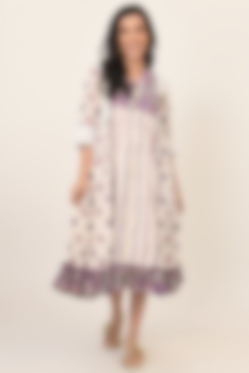 Lavender Cotton Printed Dress by NAINA ARUNIMA