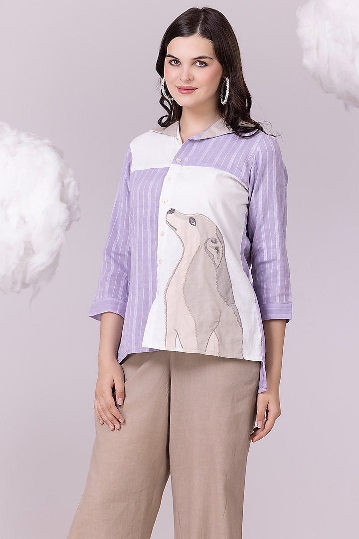 Multi-Colored Pure Cotton Embroidered Shirt by NAINA ARUNIMA