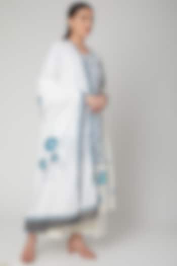 Sea Blue & White Dupatta by NAINA ARUNIMA at Pernia's Pop Up Shop