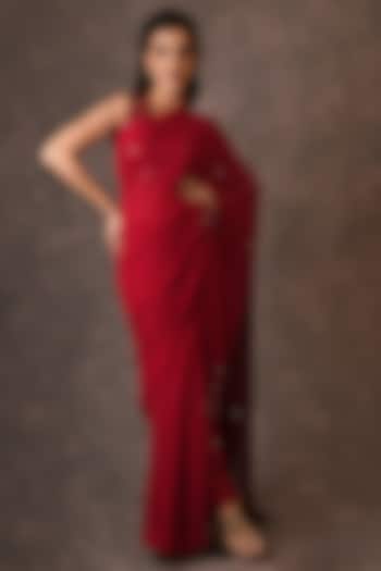 Persian Red Georgette Saree Set by NAINA ARUNIMA